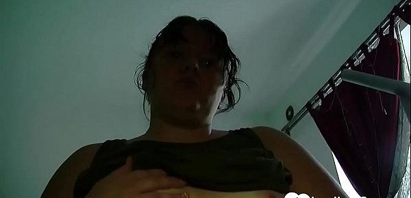  Chubby babe plays with her wet cunt